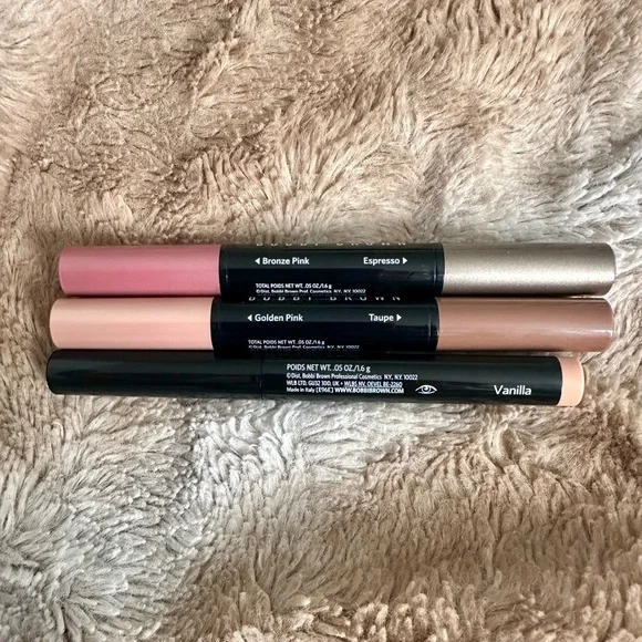 New SET OF 3 BOBBI BROWN Dual Ended Long Wear Cream Shadow Stick Neutrals Pinks - Picture 3 of 15
